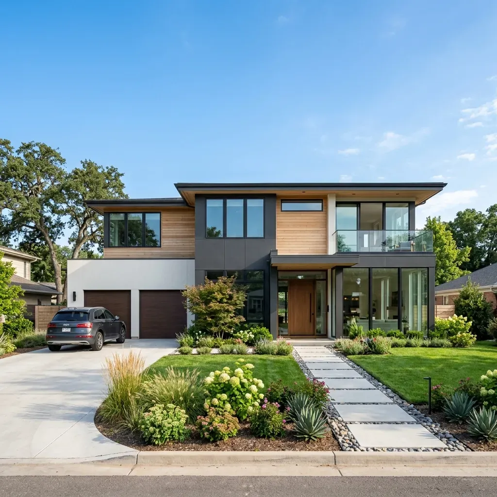 Modern luxury home exterior showcasing SVI Infra architectural design quality